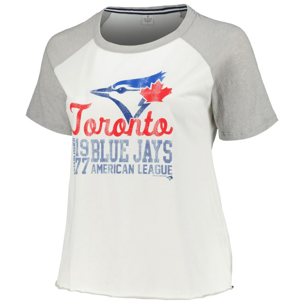 MLB Toronto Blue Jays Soft as a Grape Women's Plus Size Baseball Raglan T-Shirt