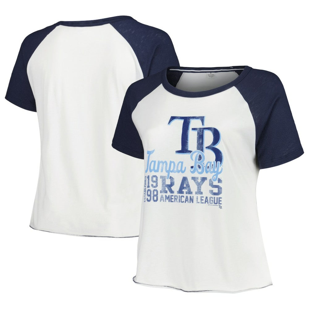 MLB Tampa Bay Rays Soft as a Grape Women's Plus Size Baseball Raglan T-Shirt