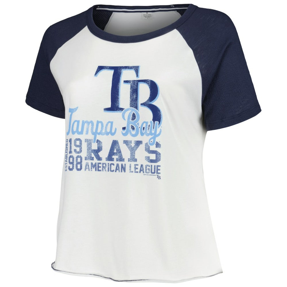 MLB Tampa Bay Rays Soft as a Grape Women's Plus Size Baseball Raglan T-Shirt