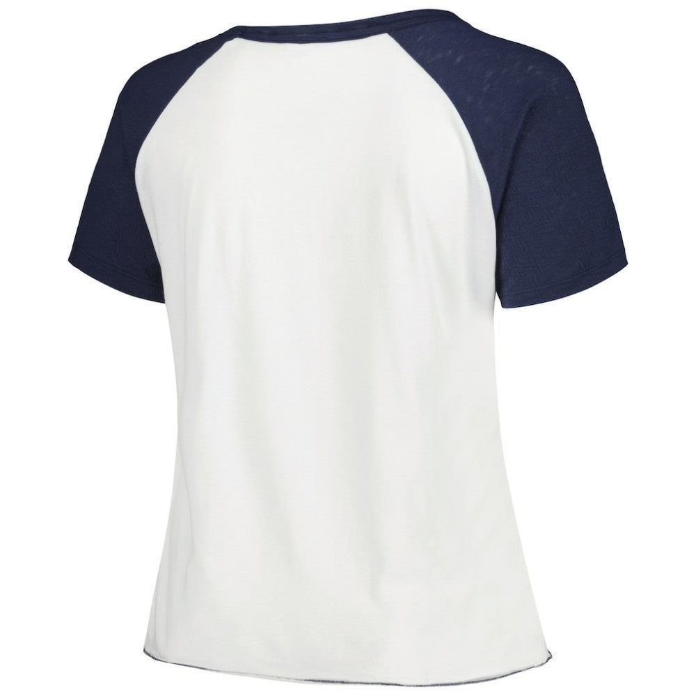 MLB Tampa Bay Rays Soft as a Grape Women's Plus Size Baseball Raglan T-Shirt