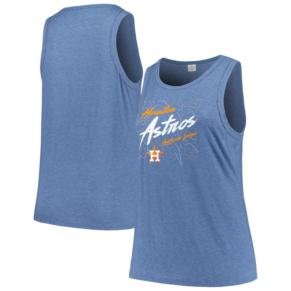 MLB Houston Astros Soft as a Grape Women's Plus Size Curvy High Neck Tri-Blend Tank Top