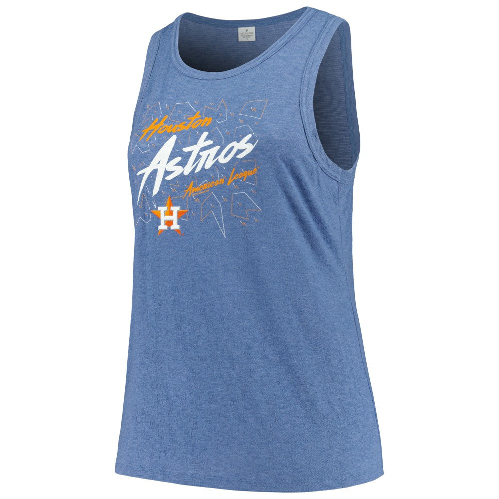 MLB Houston Astros Soft as a Grape Women's Plus Size Curvy High Neck Tri-Blend Tank Top