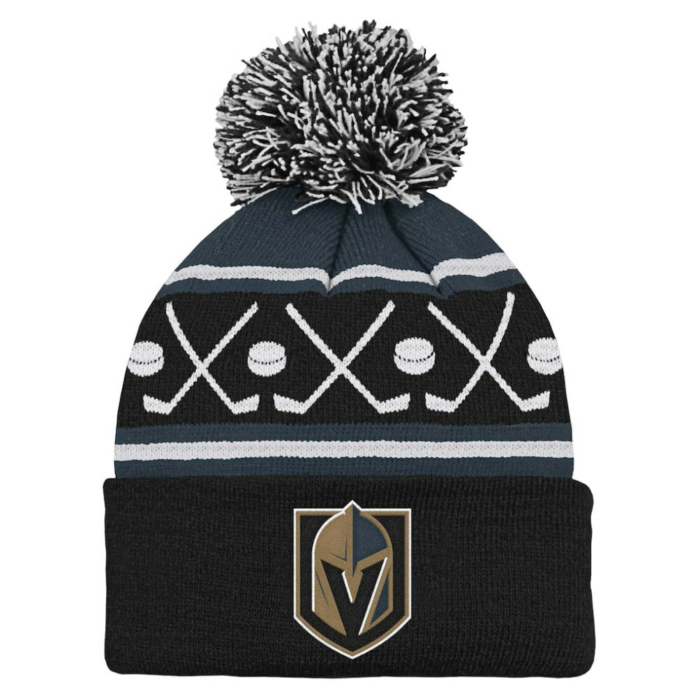 NHL Black Vegas Golden Knights Preschool Faceoff Cuffed Knit Hat with Pom