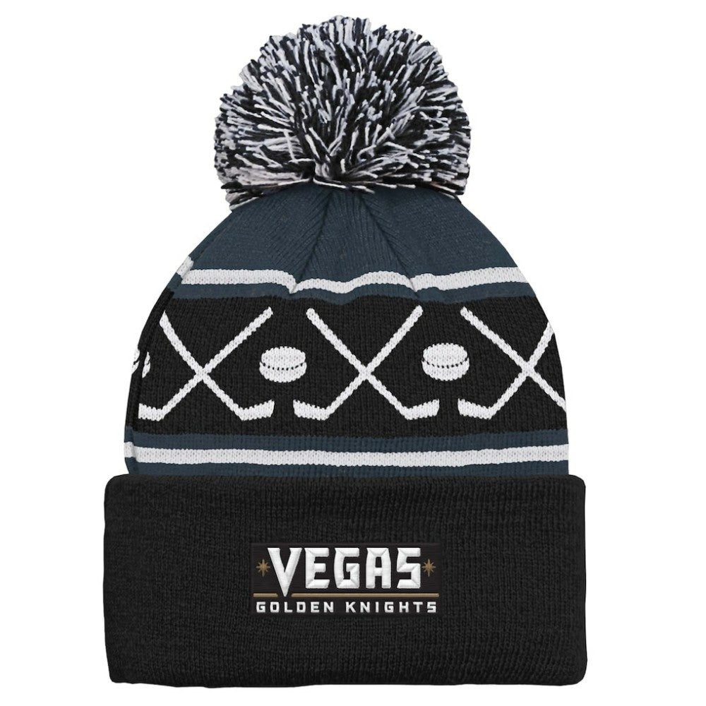 NHL Black Vegas Golden Knights Preschool Faceoff Cuffed Knit Hat with Pom