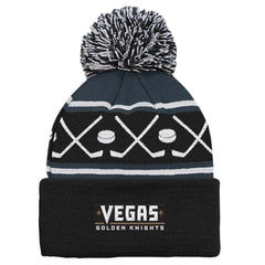 NHL Black Vegas Golden Knights Preschool Faceoff Cuffed Knit Hat with Pom