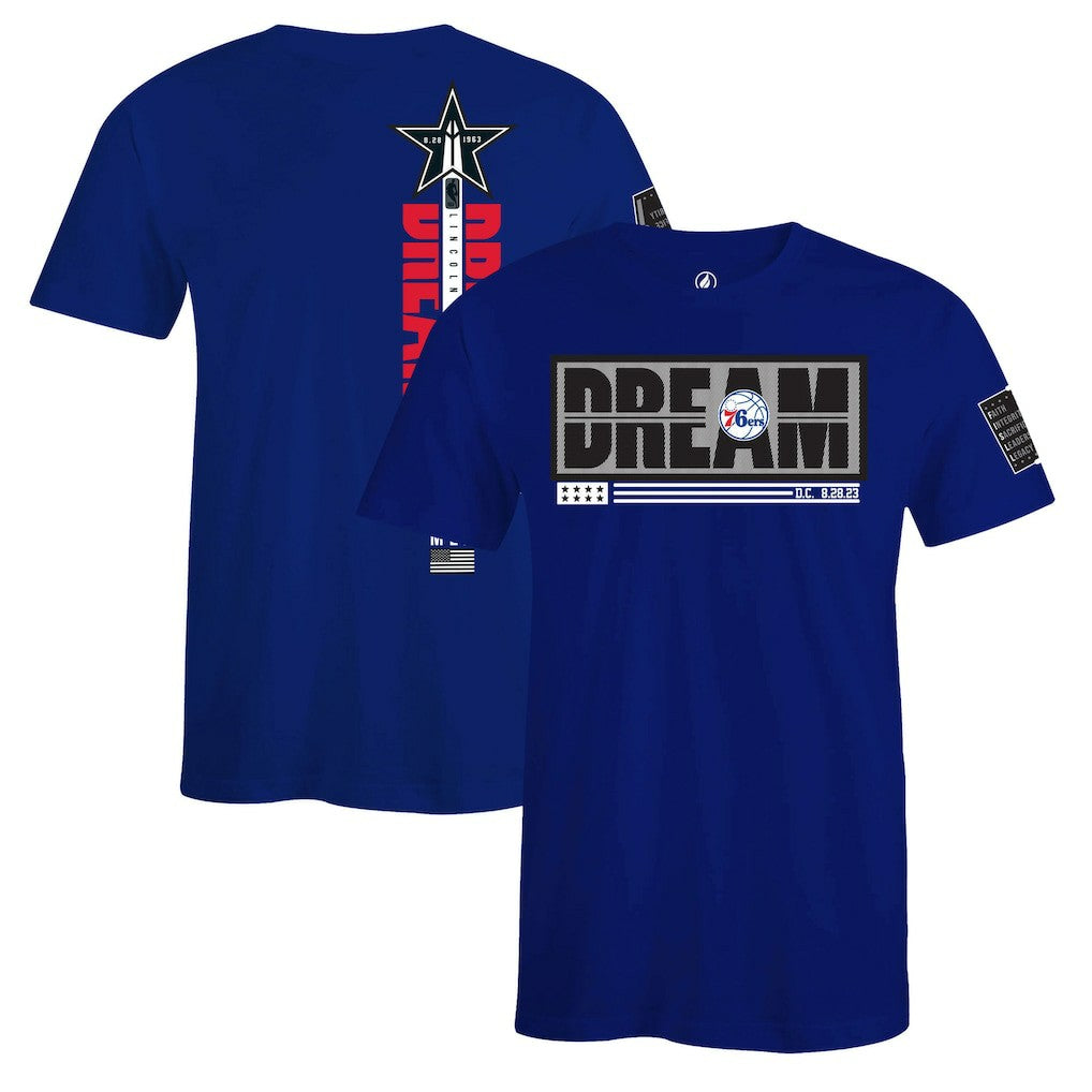 NBA Philadelphia 76ers FISLL x Black History Collection Unisex T-Shirt - Blue for sale