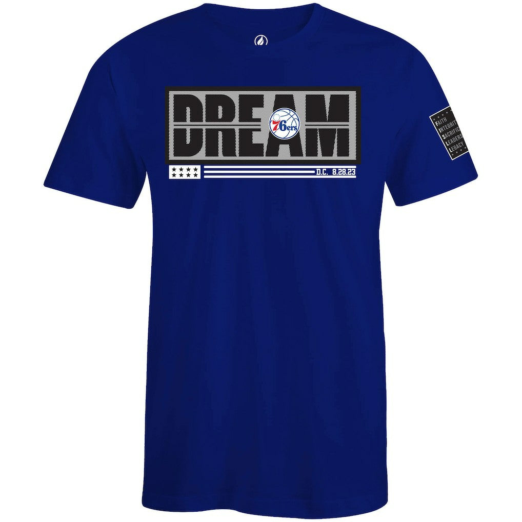 NBA Philadelphia 76ers FISLL x Black History Collection Unisex T-Shirt - Blue for sale