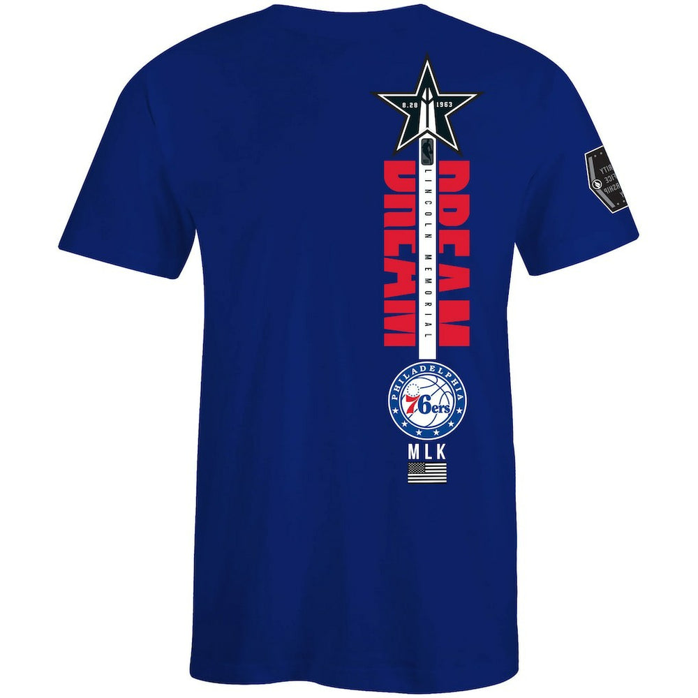 NBA Philadelphia 76ers FISLL x Black History Collection Unisex T-Shirt - Blue for sale