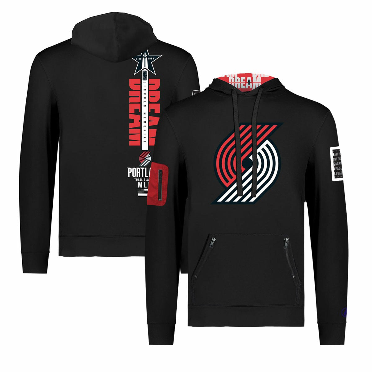 NBA Portland Trail Blazers FISLL x Black History Collection Unisex Pullover Hoodie - Black discount