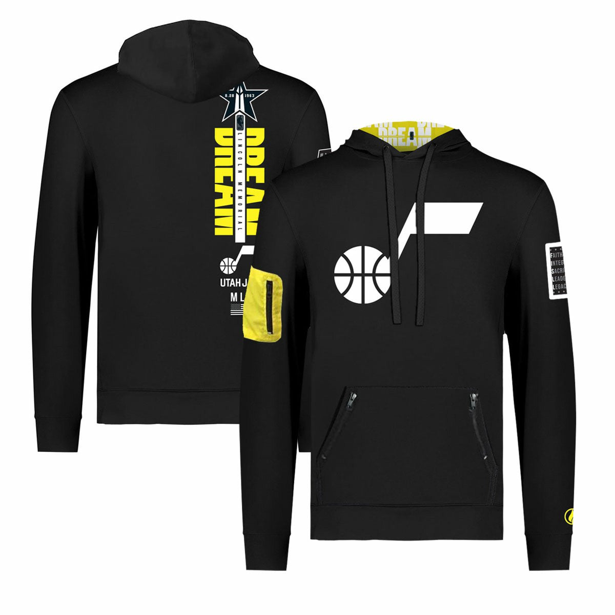 NBA Utah Jazz FISLL x Black History Collection Unisex Pullover Hoodie - Black for sale