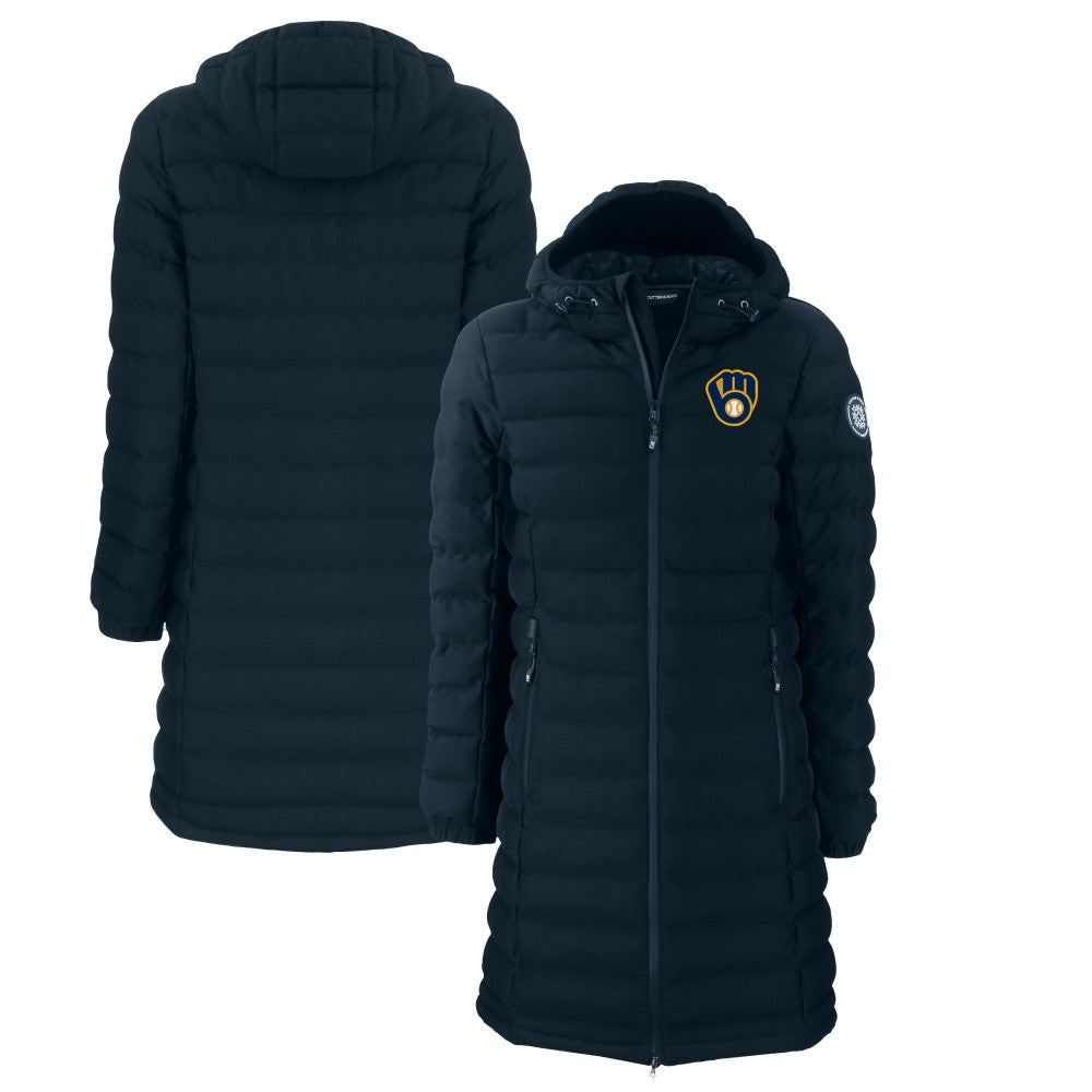 MLB Milwaukee Brewers Cutter & Buck Women's Mission Ridge Repreve Eco Insulated Full-Zip Long Puffer Jacket