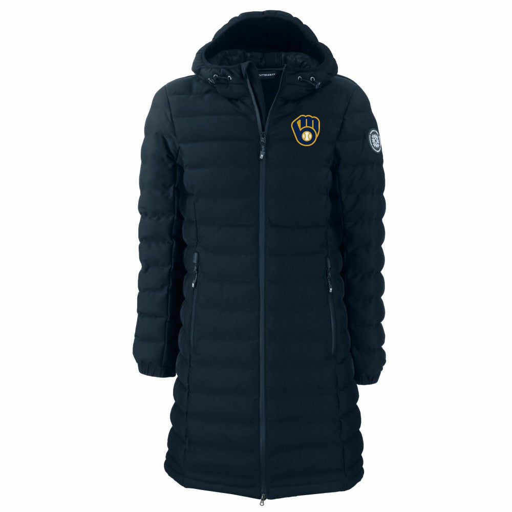MLB Milwaukee Brewers Cutter & Buck Women's Mission Ridge Repreve Eco Insulated Full-Zip Long Puffer Jacket