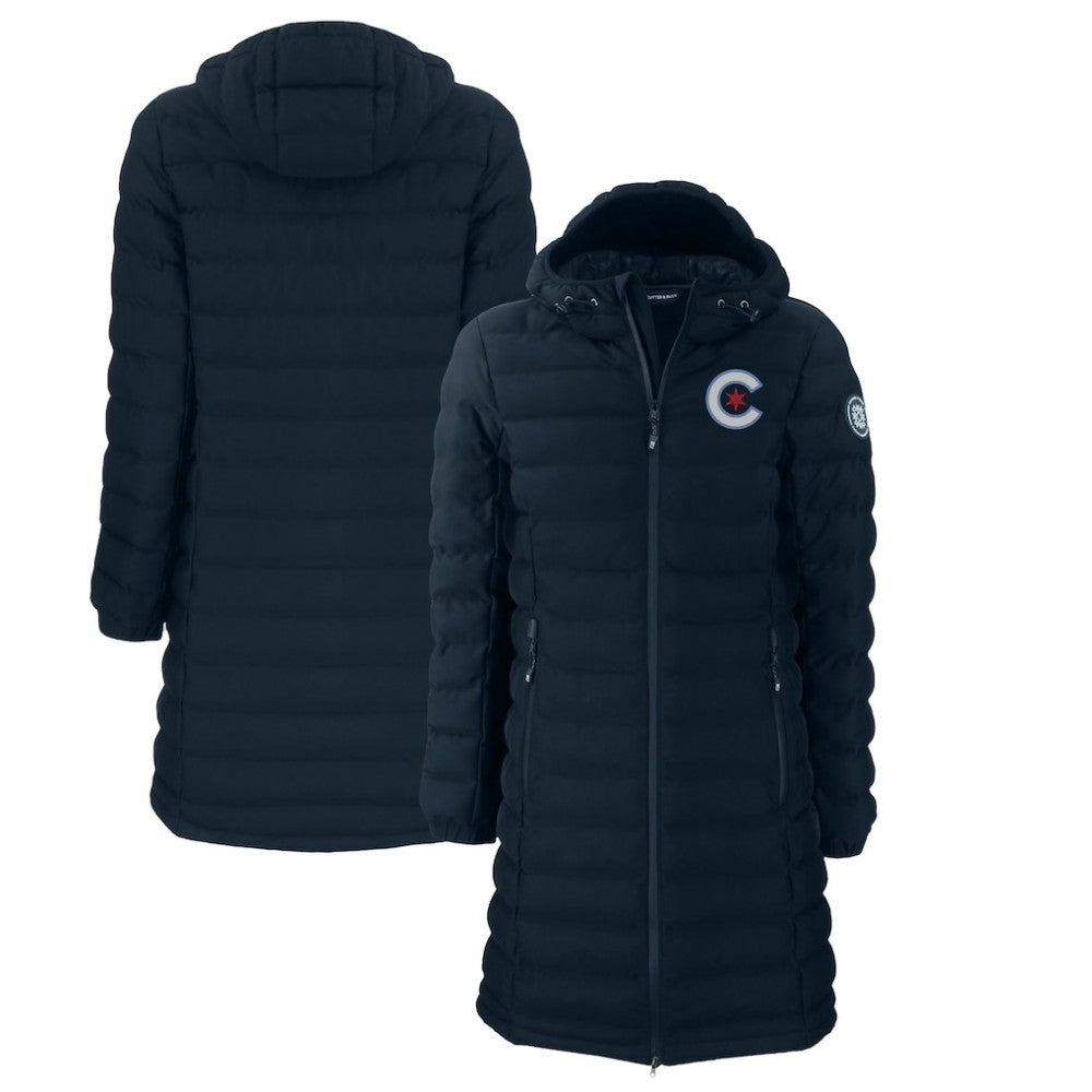 MLB Chicago Cubs Cutter & Buck Women's City Connect Mission Ridge Repreve Eco Insulated Full-Zip Long Puffer Jacket