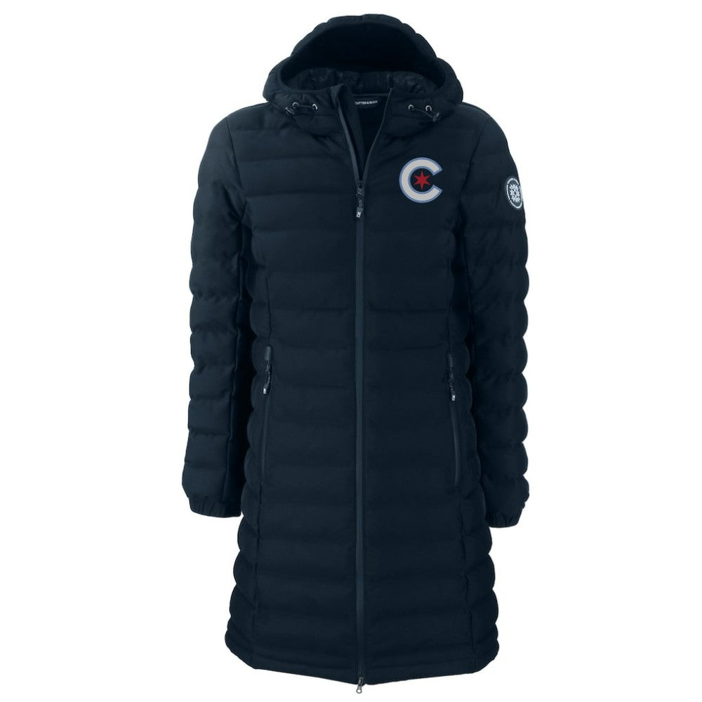 MLB Chicago Cubs Cutter & Buck Women's City Connect Mission Ridge Repreve Eco Insulated Full-Zip Long Puffer Jacket