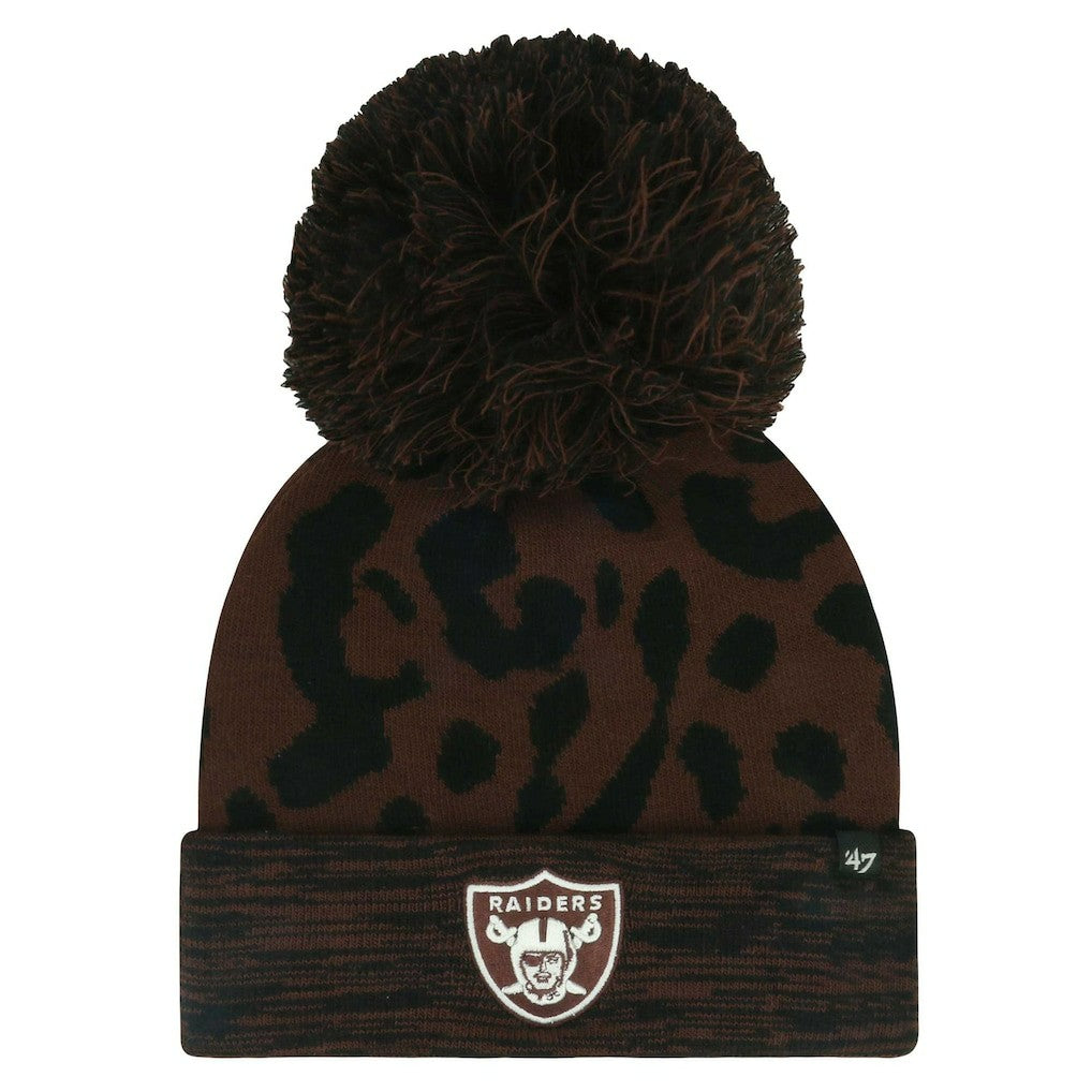 '47 Women's Cacao Cuffed Knit Hat with Pom - Las Vegas Raiders