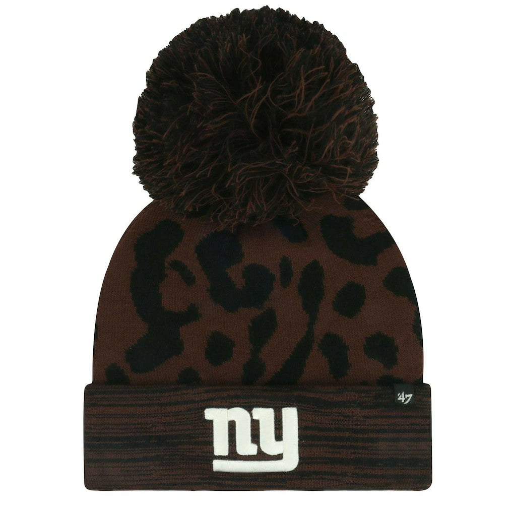 '47 Women's Cacao Cuffed Knit Hat with Pom - New York Giants