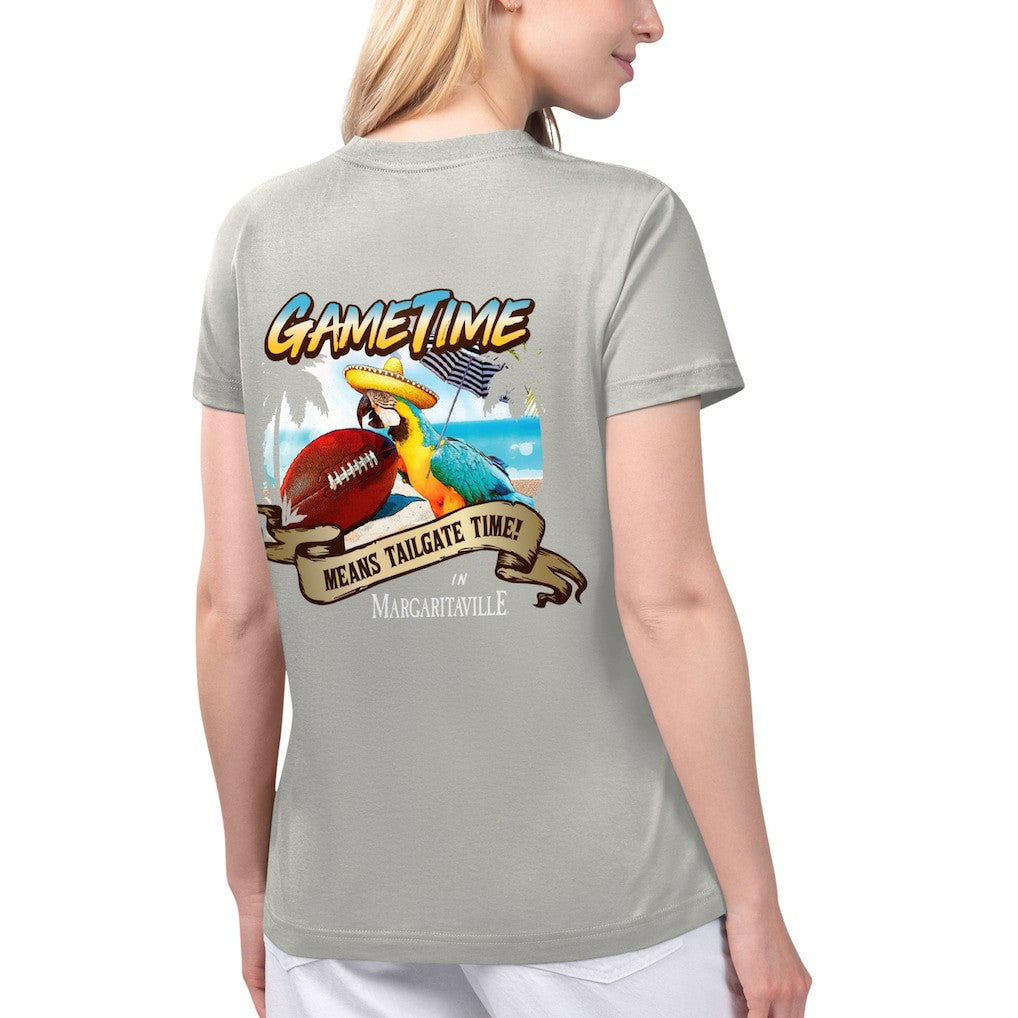 Margaritaville Women's Game Time V-Neck T-Shirt - Las Vegas Raiders