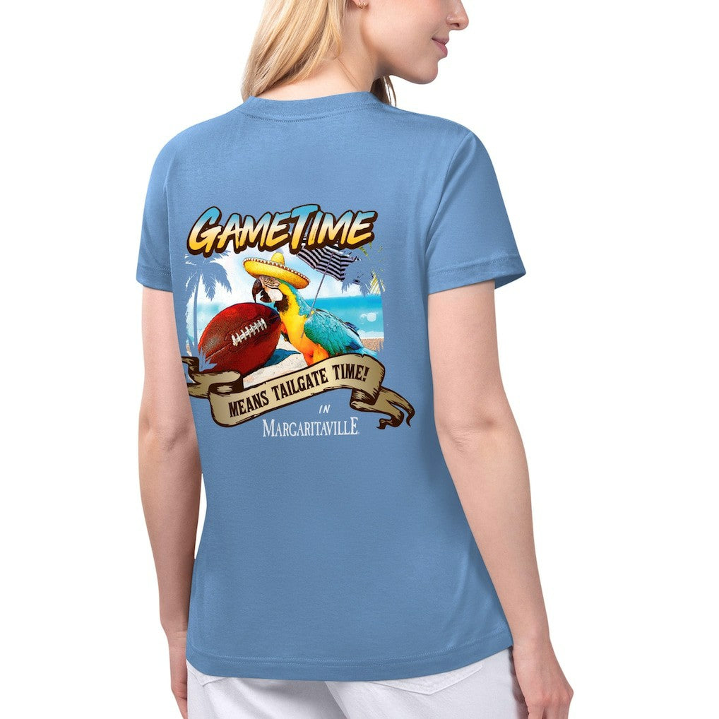 Margaritaville Women's Game Time V-Neck T-Shirt - Los Angeles Chargers