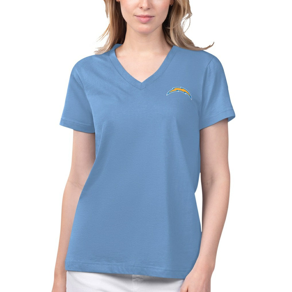 Margaritaville Women's Game Time V-Neck T-Shirt - Los Angeles Chargers