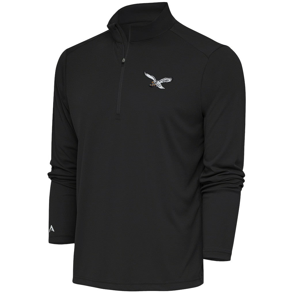 Antigua Throwback Logo Tribute Quarter-Zip Pullover Top - Philadelphia Eagles