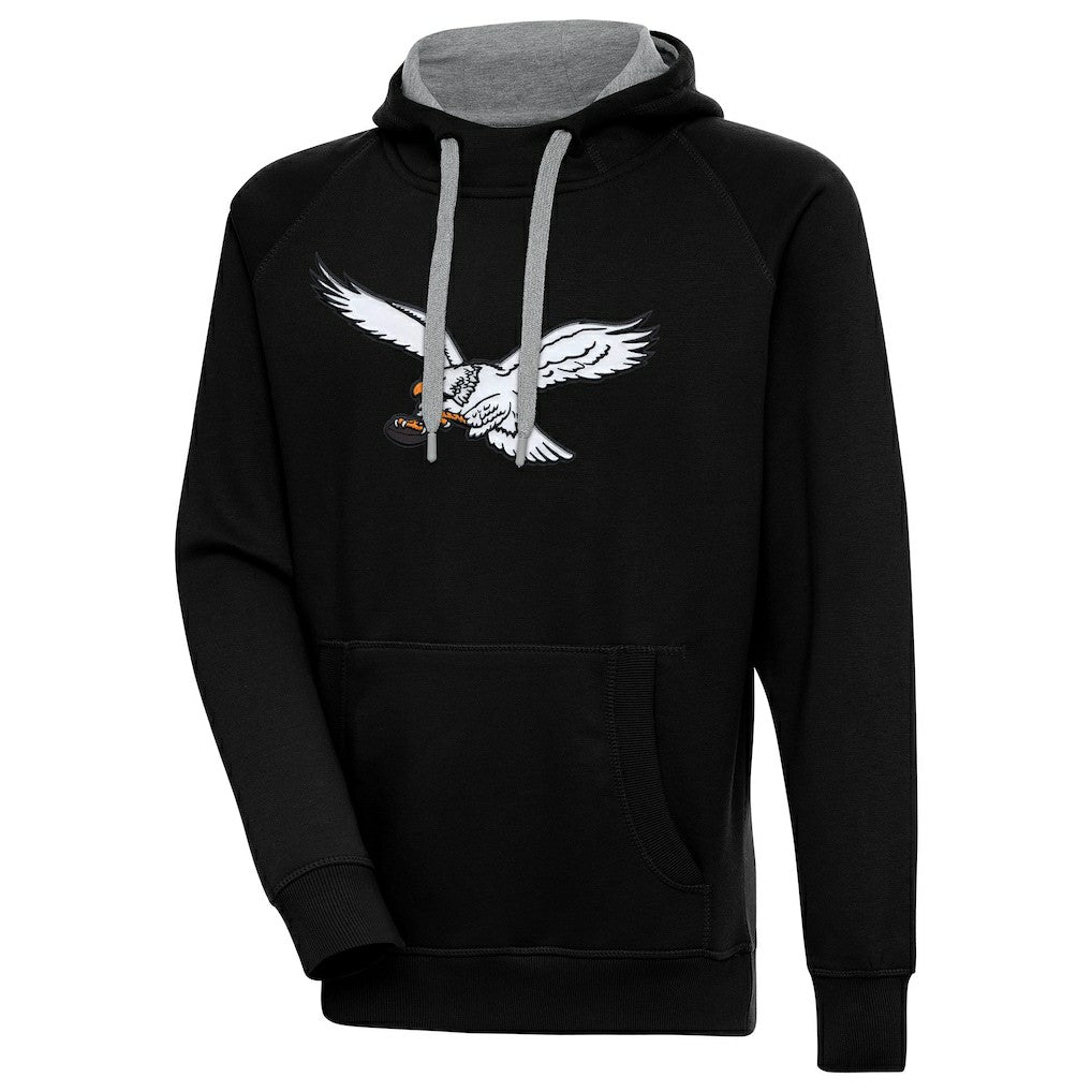 Antigua Throwback Logo Victory Pullover Hoodie - Philadelphia Eagles