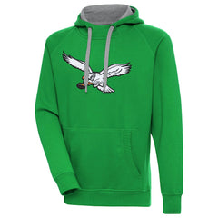 Antigua Throwback Logo Victory Pullover Hoodie - Philadelphia Eagles