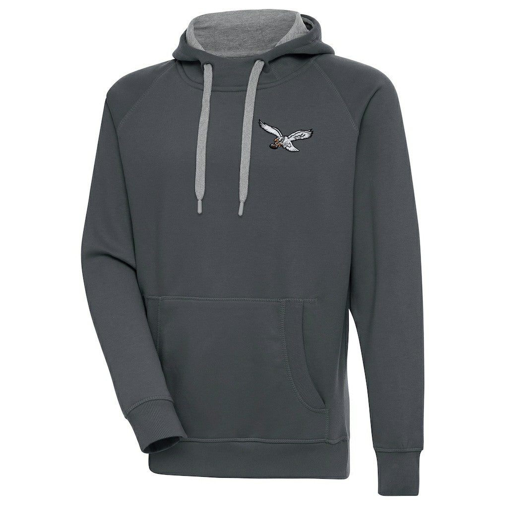 Antigua Throwback Logo Victory Pullover Hoodie - Philadelphia Eagles