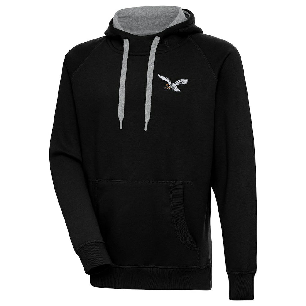 Antigua Throwback Logo Victory Pullover Hoodie - Philadelphia Eagles