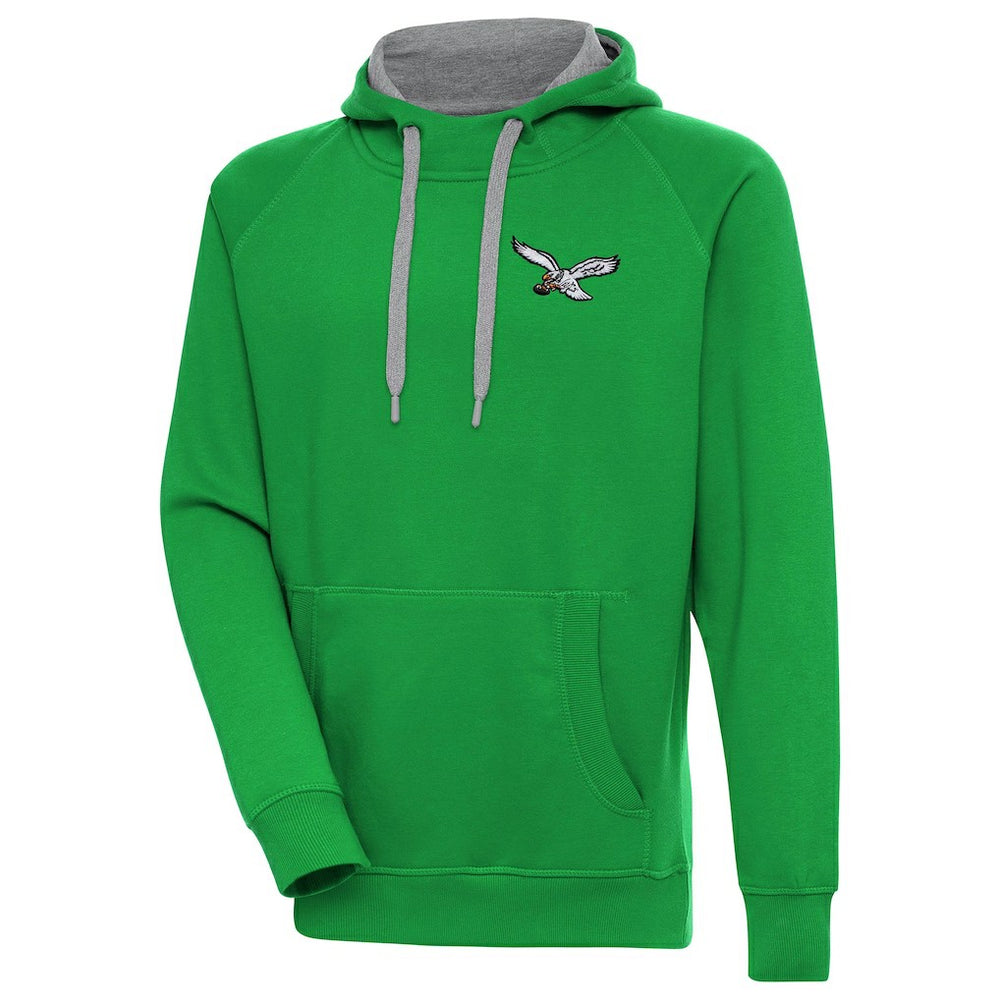 Antigua Throwback Logo Victory Pullover Hoodie - Philadelphia Eagles