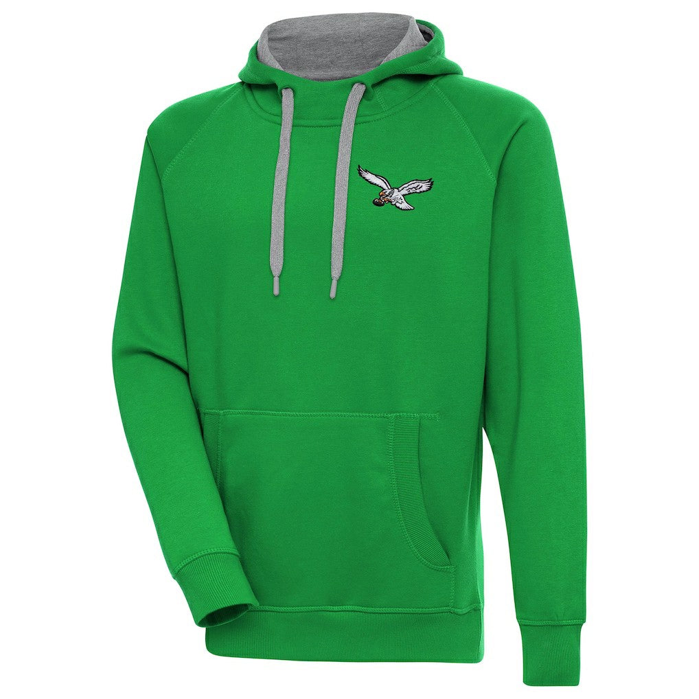 Antigua Throwback Logo Victory Pullover Hoodie - Philadelphia Eagles