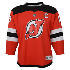 NHL Red Nico Hischier New Jersey Devils Youth Captain Patch Home Replica Player Jersey