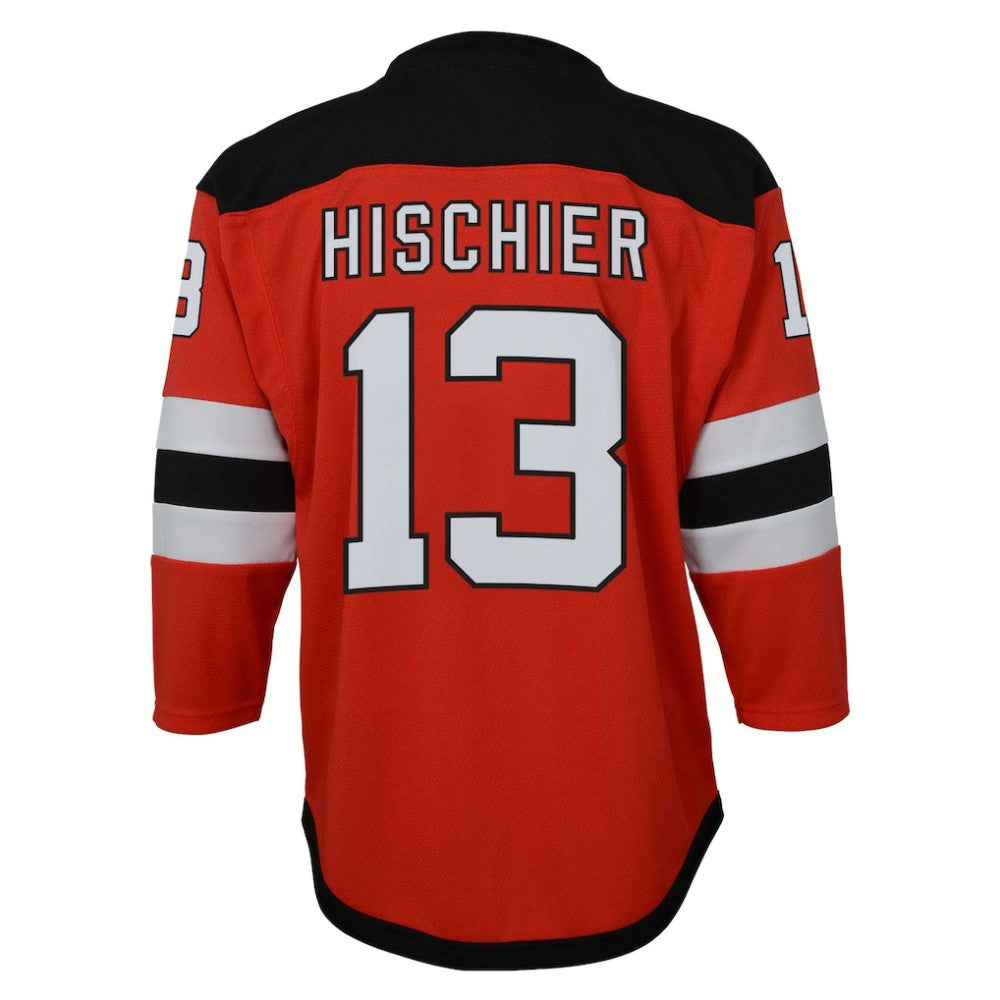 NHL Red Nico Hischier New Jersey Devils Youth Captain Patch Home Replica Player Jersey