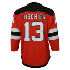 NHL Red Nico Hischier New Jersey Devils Youth Captain Patch Home Replica Player Jersey