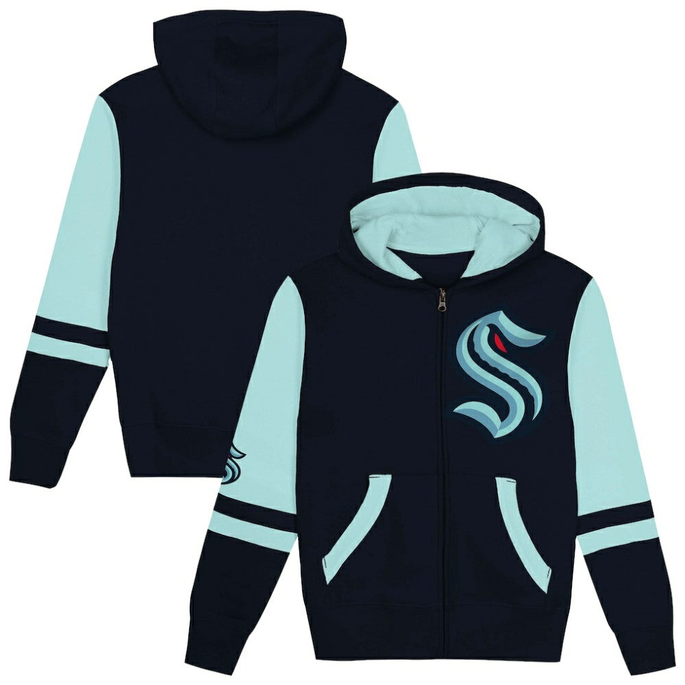 NHL Navy Seattle Kraken Preschool Face Off Full-Zip Hoodie