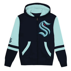 NHL Navy Seattle Kraken Preschool Face Off Full-Zip Hoodie
