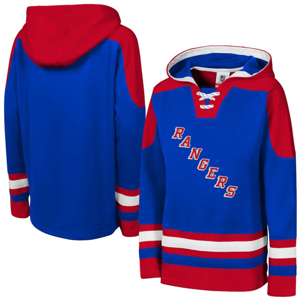 NHL Blue New York Rangers Youth Ageless Must Have Home V-Neck Pullover Hoodie