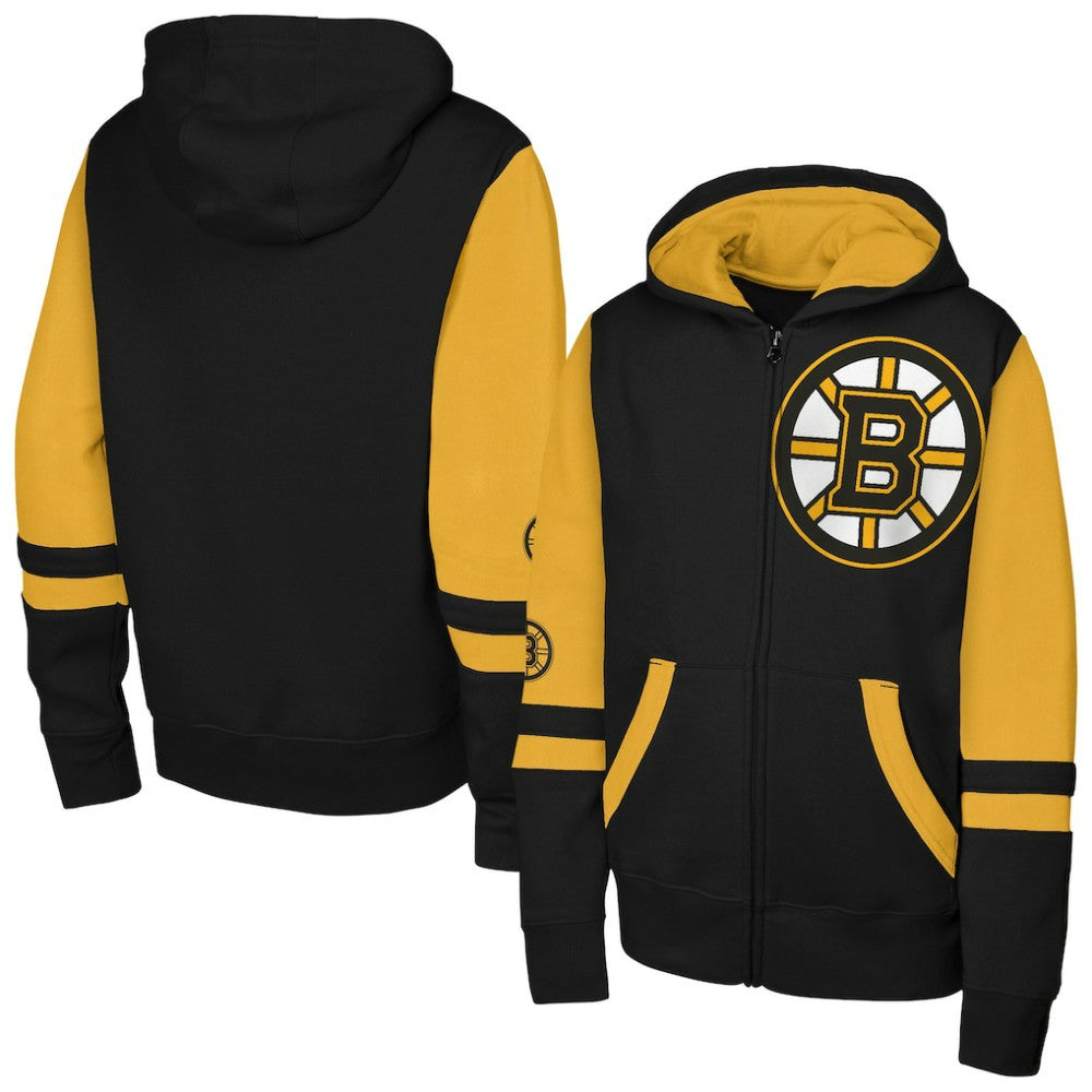 NHL Black Boston Bruins Youth Face Off Full-Zip Hoodie