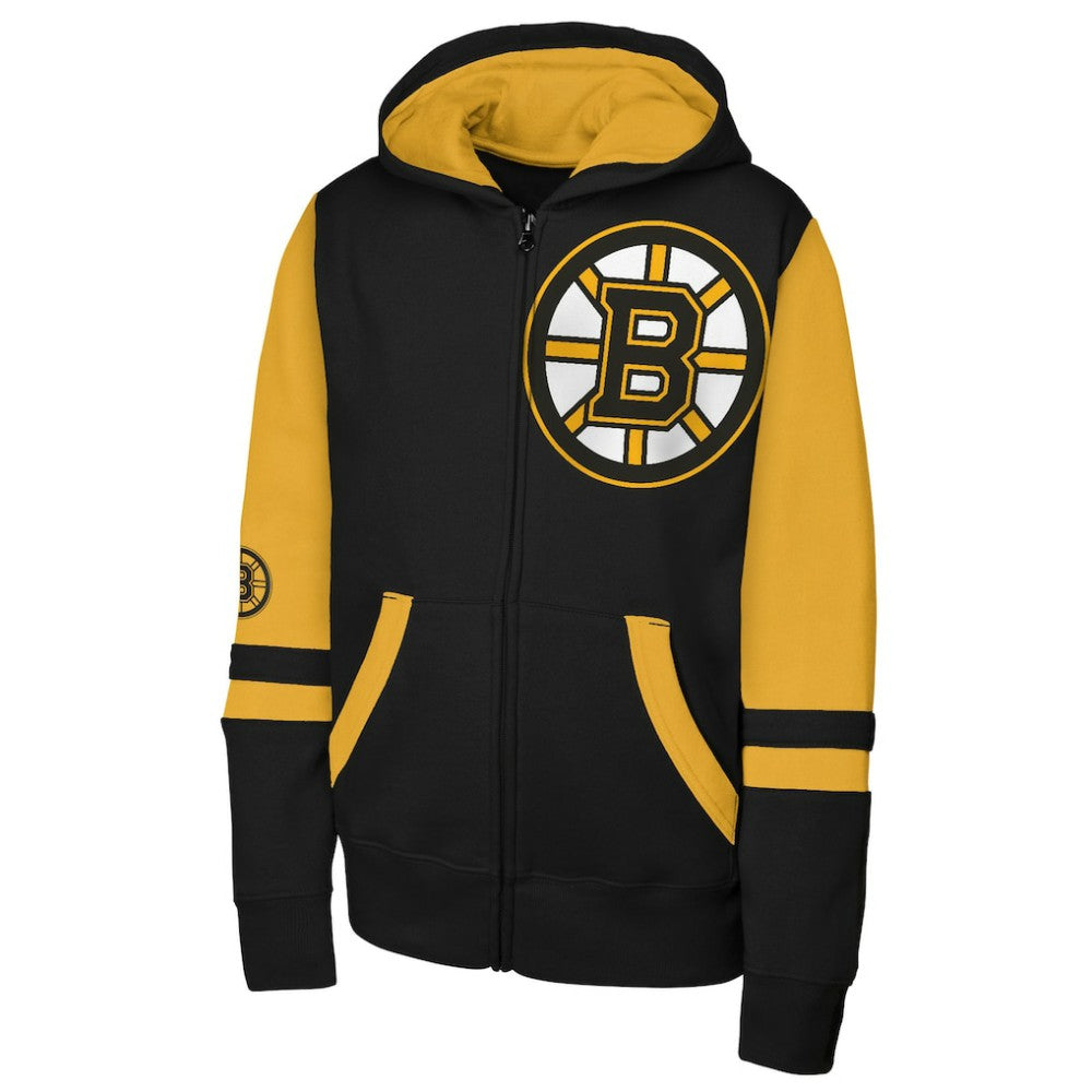 NHL Black Boston Bruins Youth Face Off Full-Zip Hoodie