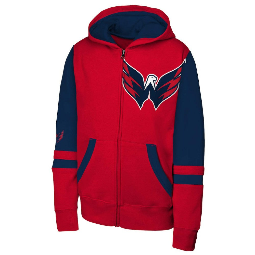 NHL Red Washington Capitals Youth Face Off Full-Zip Hoodie