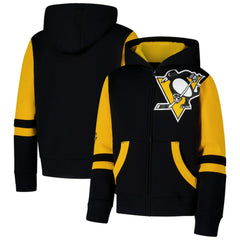 NHL Black Pittsburgh Penguins Youth Face Off Full-Zip Hoodie