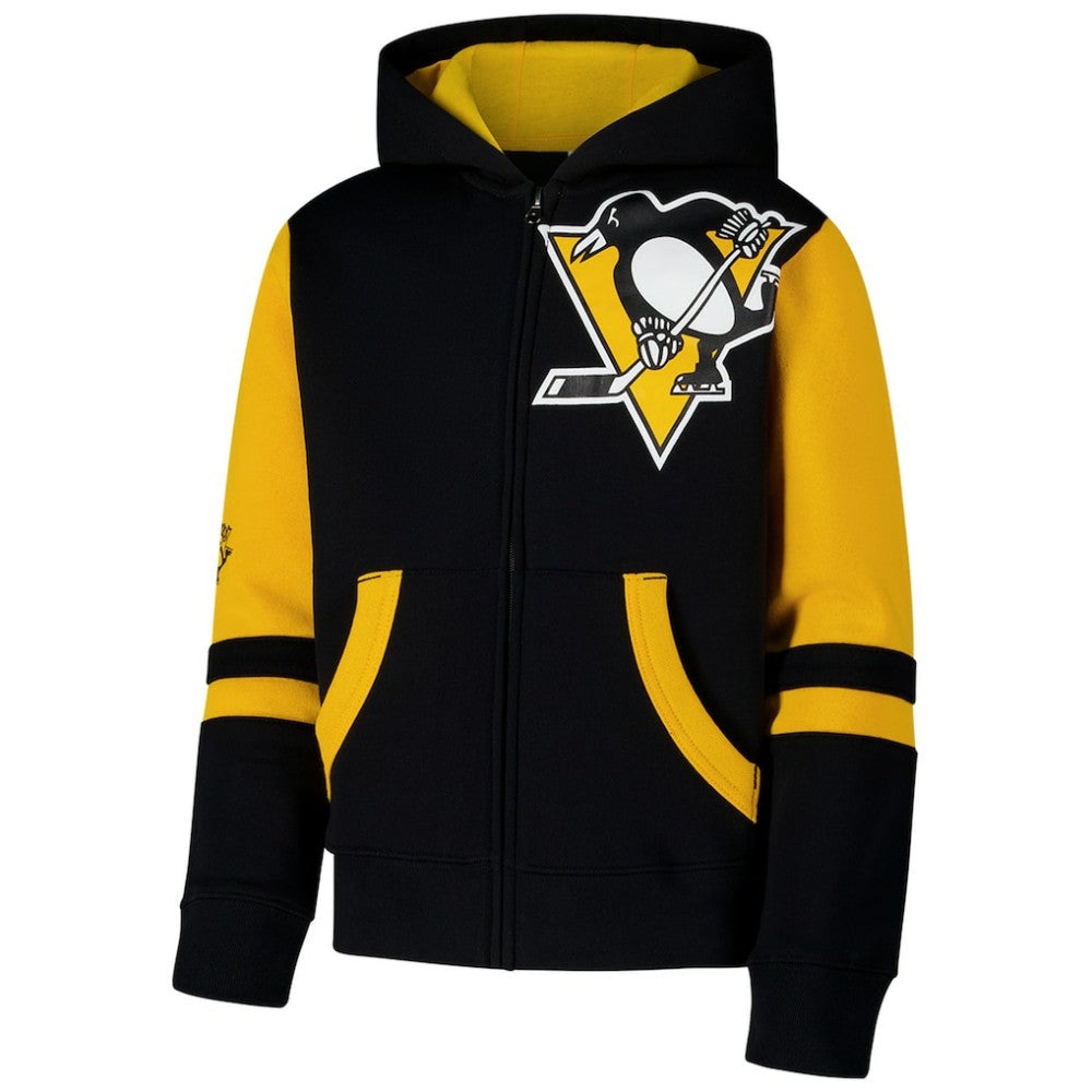 NHL Black Pittsburgh Penguins Youth Face Off Full-Zip Hoodie