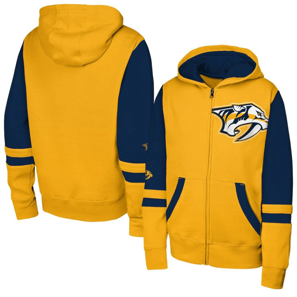 NHL Gold Nashville Predators Youth Face Off Full-Zip Hoodie