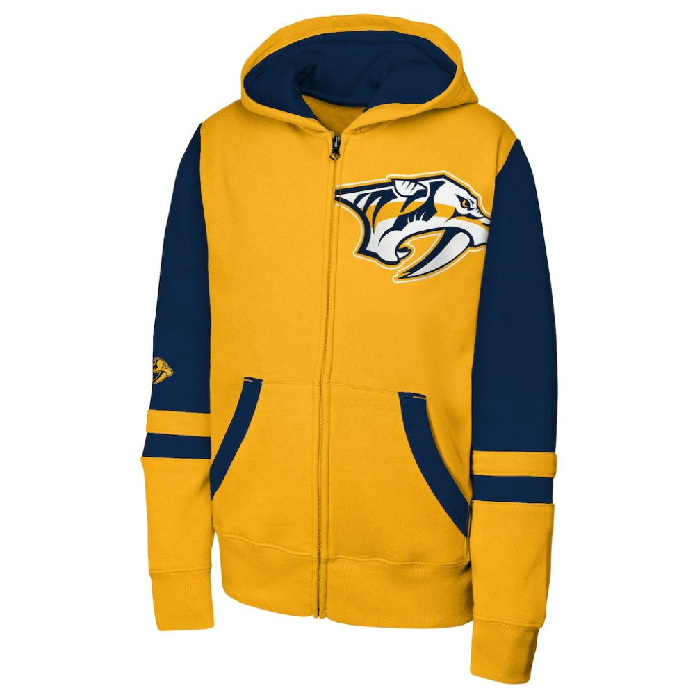 NHL Gold Nashville Predators Youth Face Off Full-Zip Hoodie