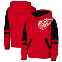 NHL Red Detroit Red Wings Youth Face Off Full-Zip Hoodie