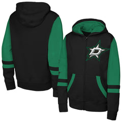 NHL Black Dallas Stars Youth Face Off Full-Zip Hoodie