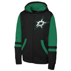 NHL Black Dallas Stars Youth Face Off Full-Zip Hoodie