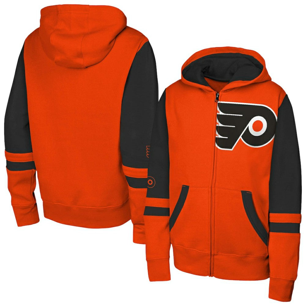 NHL Orange Philadelphia Flyers Youth Face Off Full-Zip Hoodie