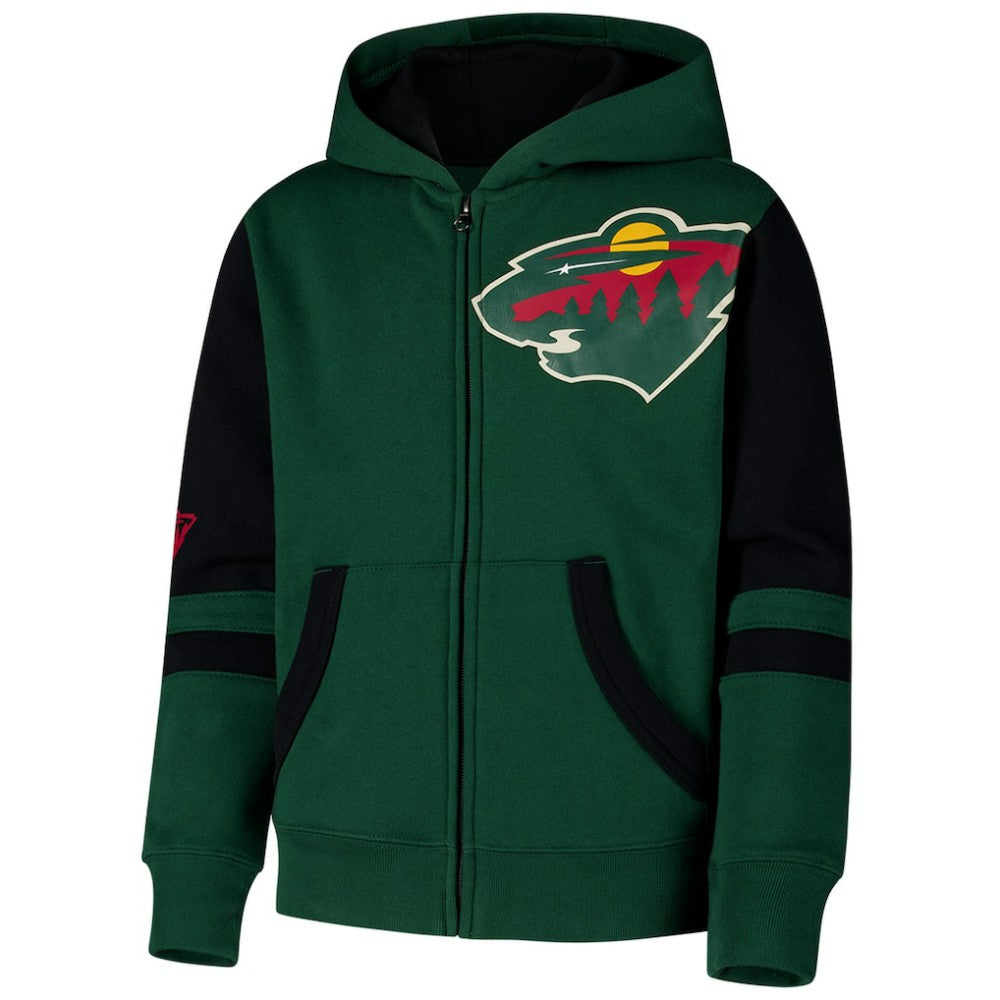 NHL Green Minnesota Wild Youth Face Off Full-Zip Hoodie