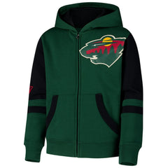 NHL Green Minnesota Wild Youth Face Off Full-Zip Hoodie