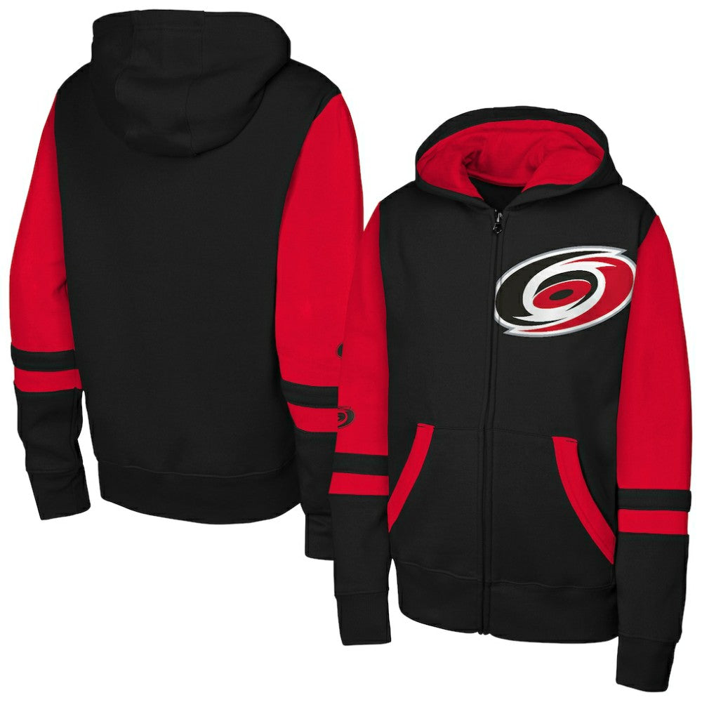 NHL Black Carolina Hurricanes Youth Face Off Full-Zip Hoodie